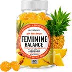 NutraPep Feminine Balance Probiotics Gummies para Mujeres - Salud Vaginal y Equilibrio del pH - Suplemento Natural con Arándano y Piña - Sin Azúcar, Sin Gluten, Vegano