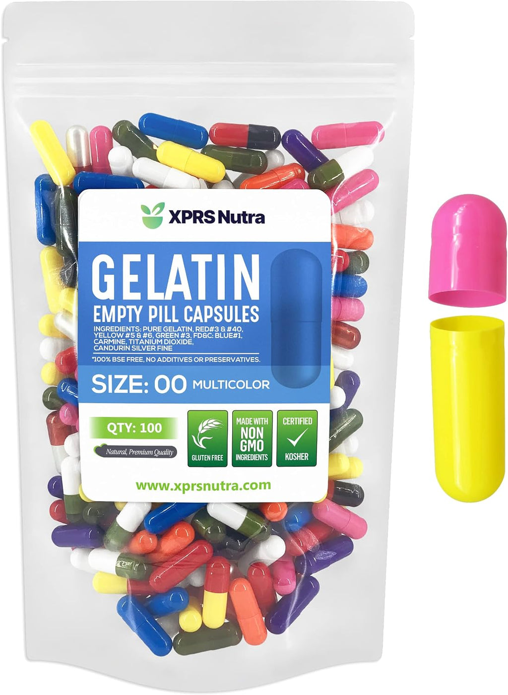 XPRS Nutra Cápsulas Vacías Tamaño 00 - 100 Unidades - Cápsulas de Gelatina para Rellenar