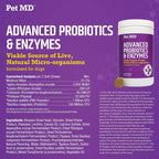 Pet MD Probióticos y Enzimas para Perros - Masticables de Salud Intestinal con Prebióticos - 60 unidades