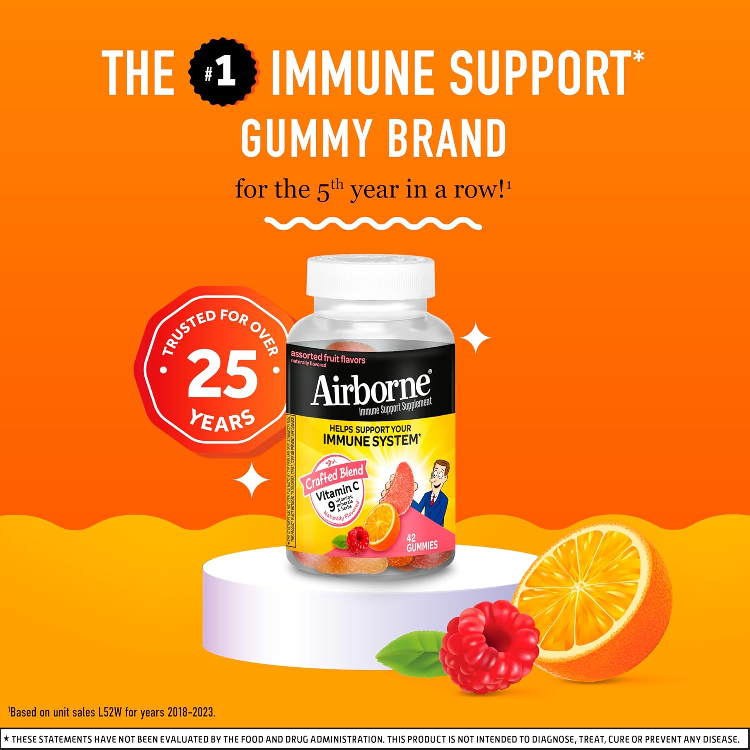 Airborne Immune Support Fruit-Flavored Gummies 42 Count