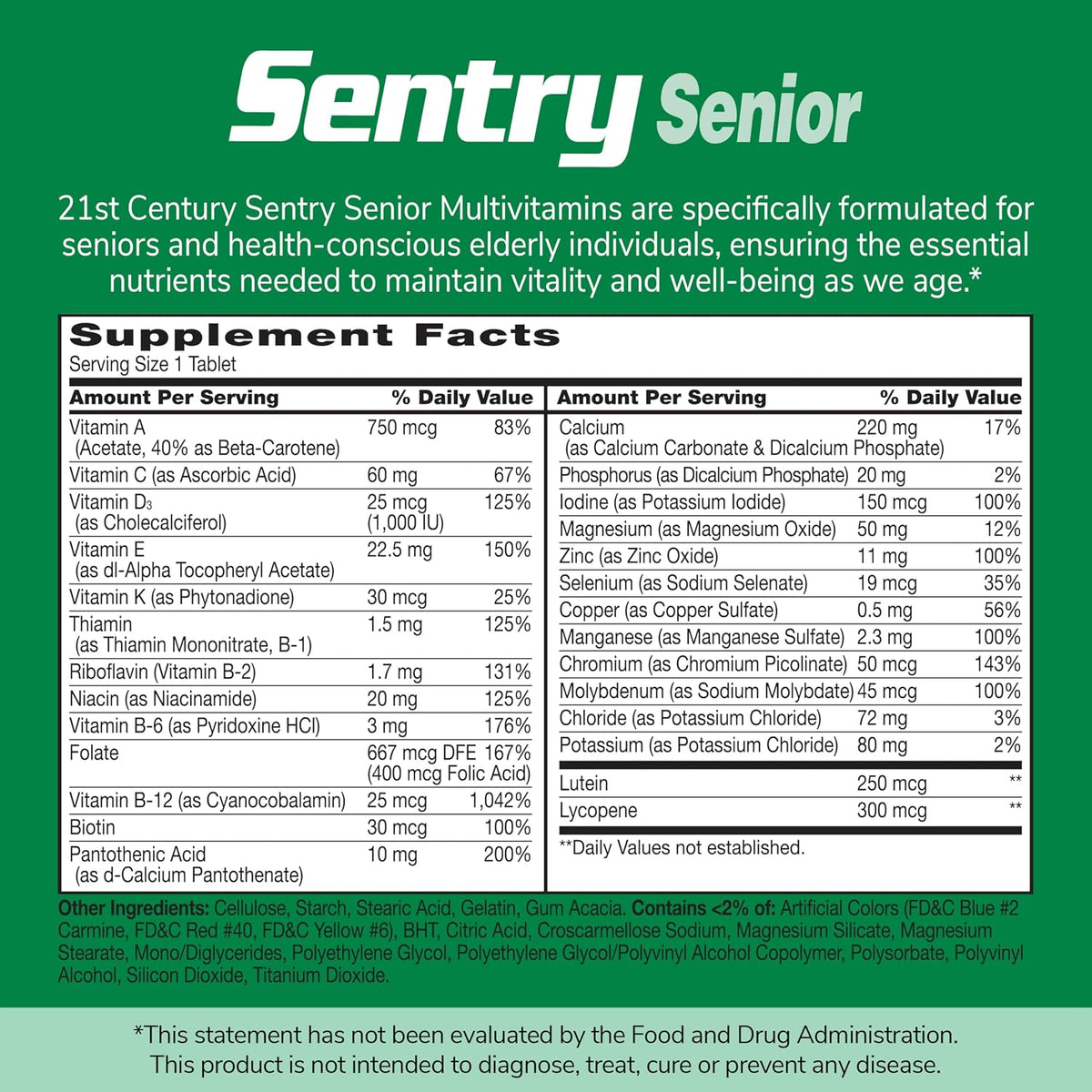21st Century Sentry Senior Multivitamínico – Vitamina B12: contribuye al metabolismo energético normal y a la – Image 2
