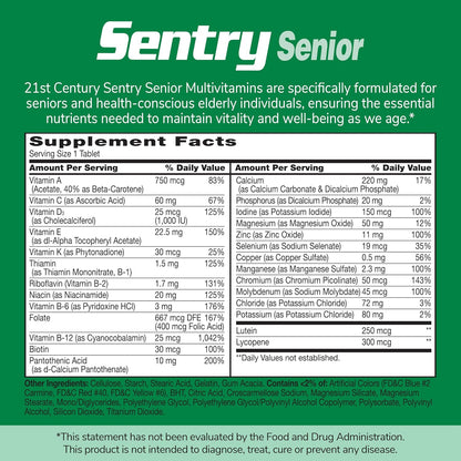 21st Century Sentry Senior Multivitamínico – Vitamina B12: contribuye al metabolismo energético normal y a la – Image 2