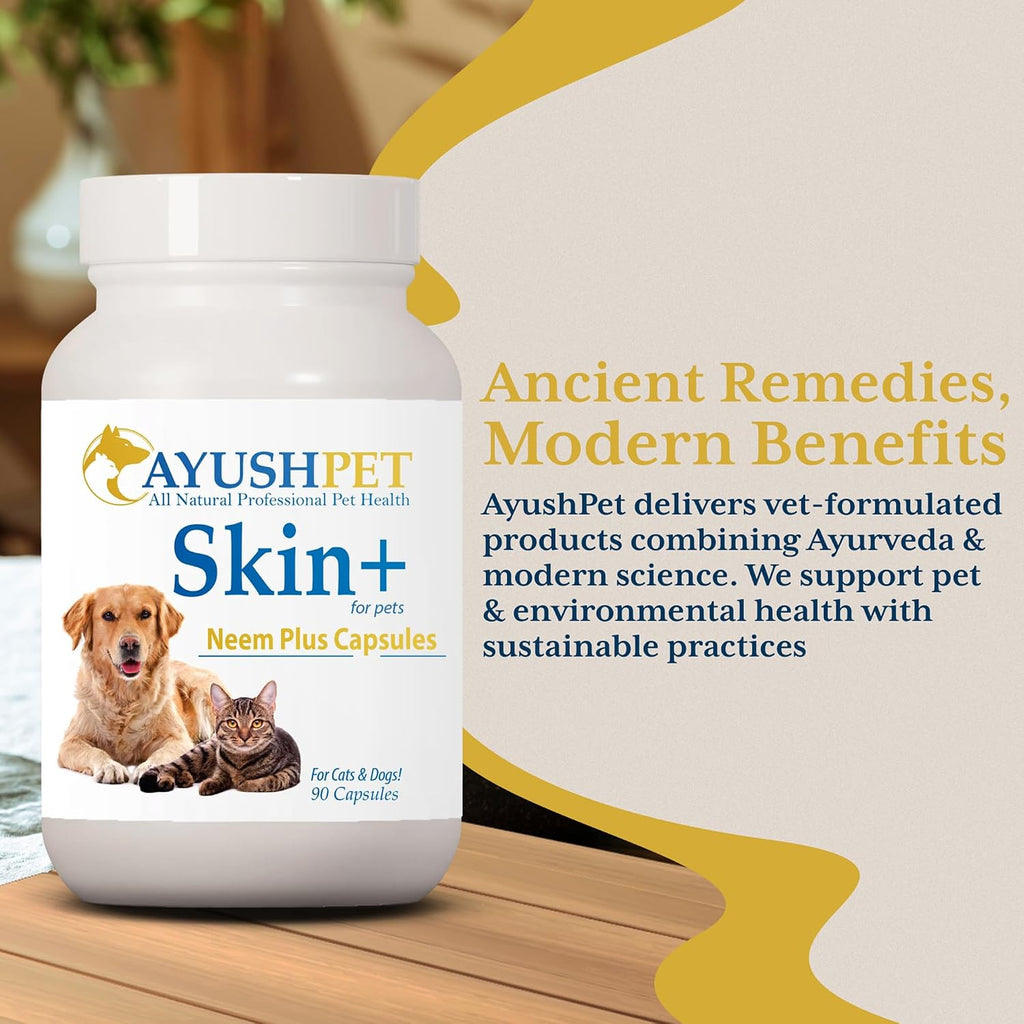Ayush Pet Neem Plus - Suplemento de Neem para Perros - 90 Cápsulas
