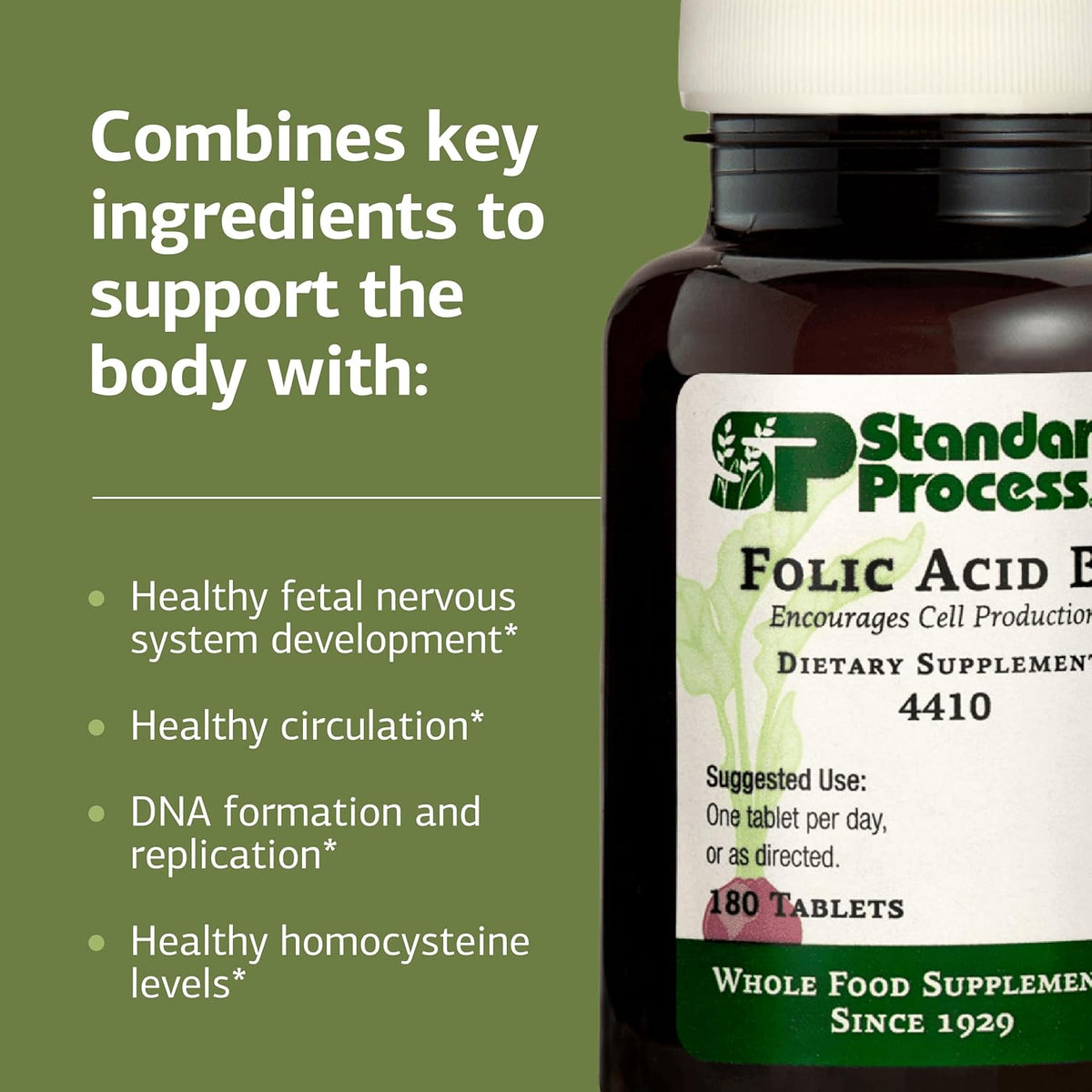 Standard Process Inc. Folic Acid B12-180 – Contribución al metabolismo energético normal. – Image 4