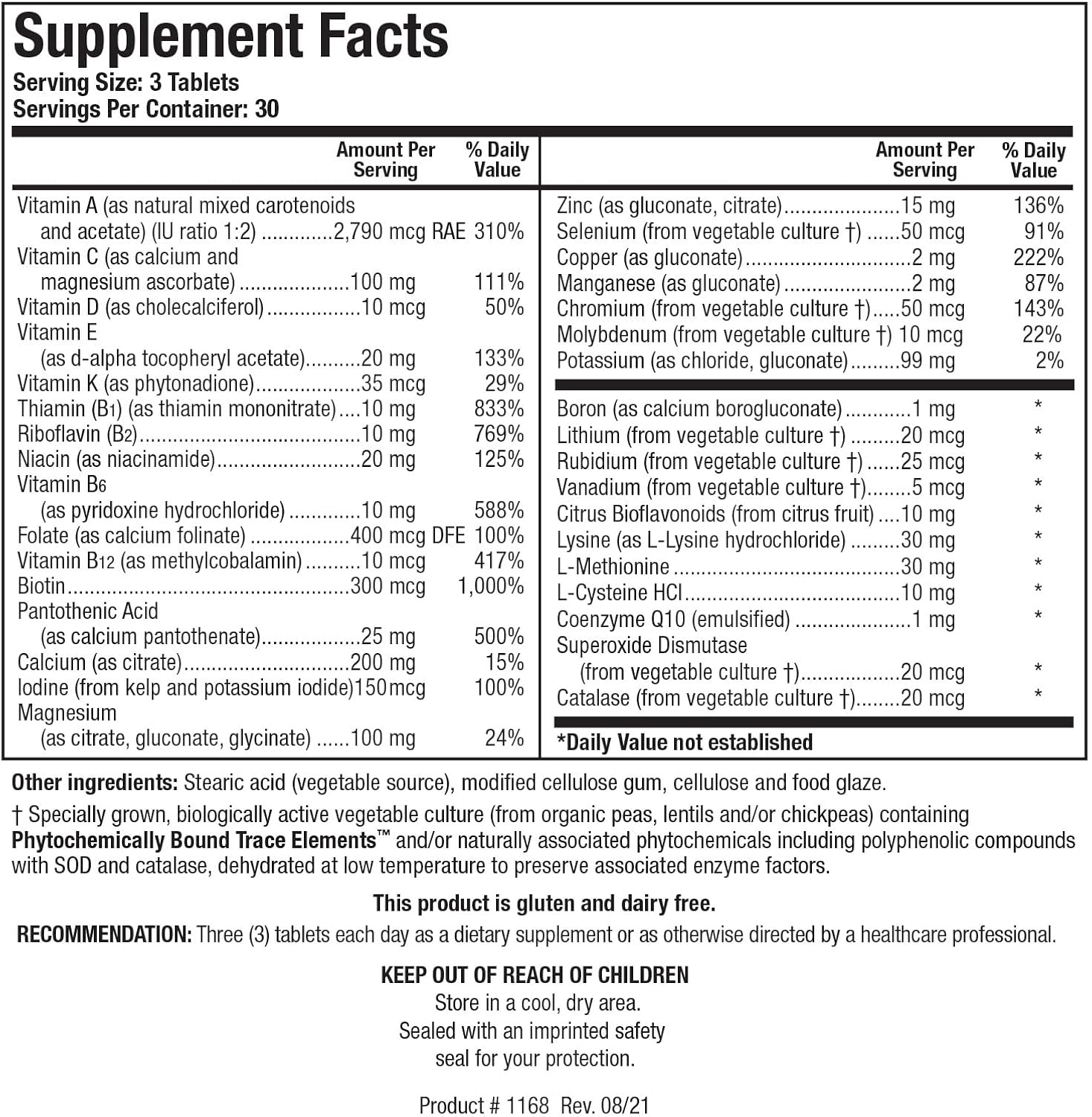 Biotics Research Bio Multi Plus Sin Hierro - Multivitamínico y Minerales Quelados - 90 Comprimidos