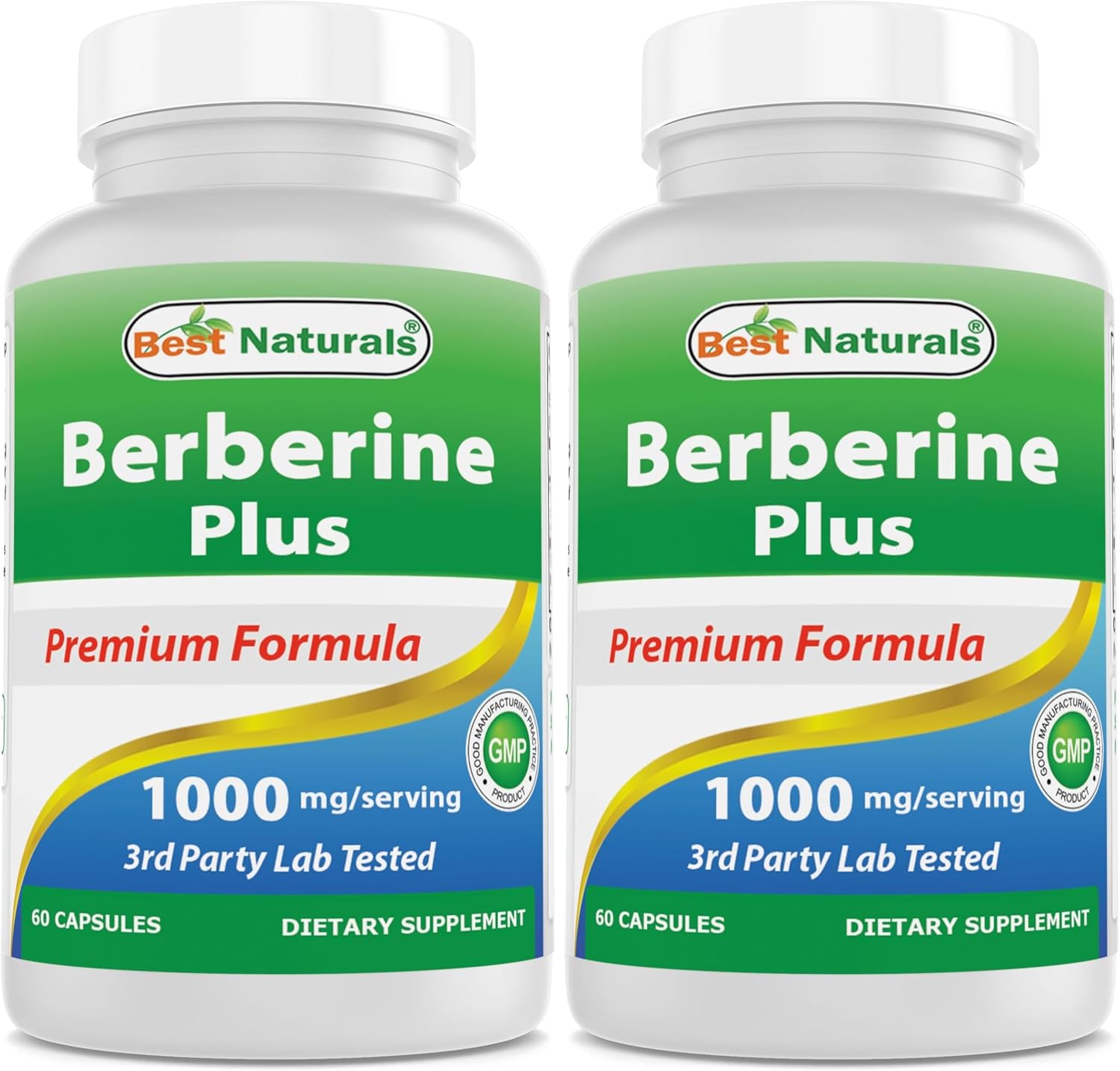 Best Naturals Berberine Plus 1000mg por porción, 60 cápsulas - Contiene Berberina HCL 1000mg, Vitamina C 120mg y Gluconato de Zinc 30mg