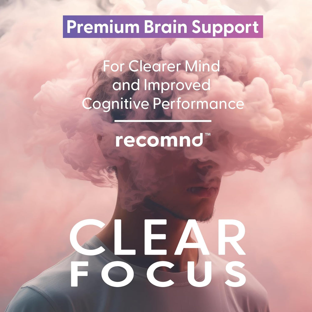 Clear Focus - Complemento para la memoria y concentración con Ashwagandha, Lion's Mane y Ginkgo Biloba, 120 cápsulas