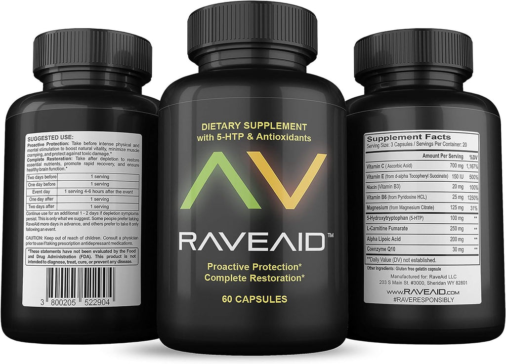 RaveAid - Suplemento para la Recuperación Post-Fiesta (60 Cápsulas)
