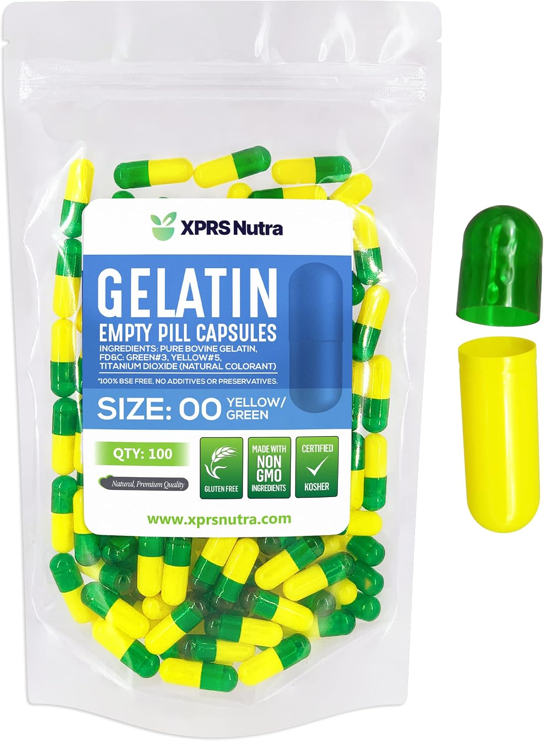 Cápsulas Vacías Tamaño 00 - 100 Unidades - Gelatina Bovino - XPRS Nutra