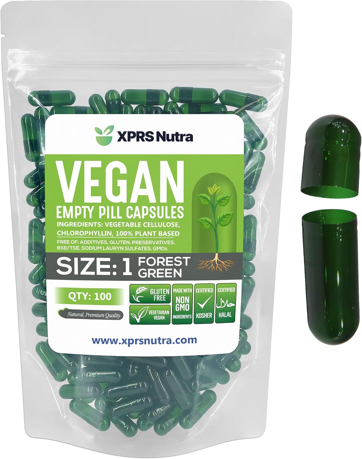 XPRS Nutra Cápsulas Vacías Veganas Tamaño 1 - 1000 Unidades - Color Zanahoria Púrpura