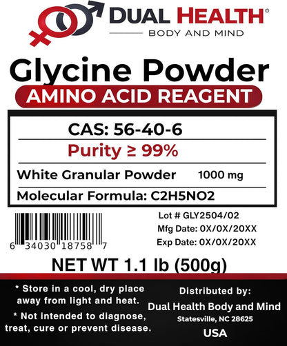 Polvo de Glicina Pura (500g) - Aminoácido para el Sueño, Sin OGM, Sin Gluten – Image 2