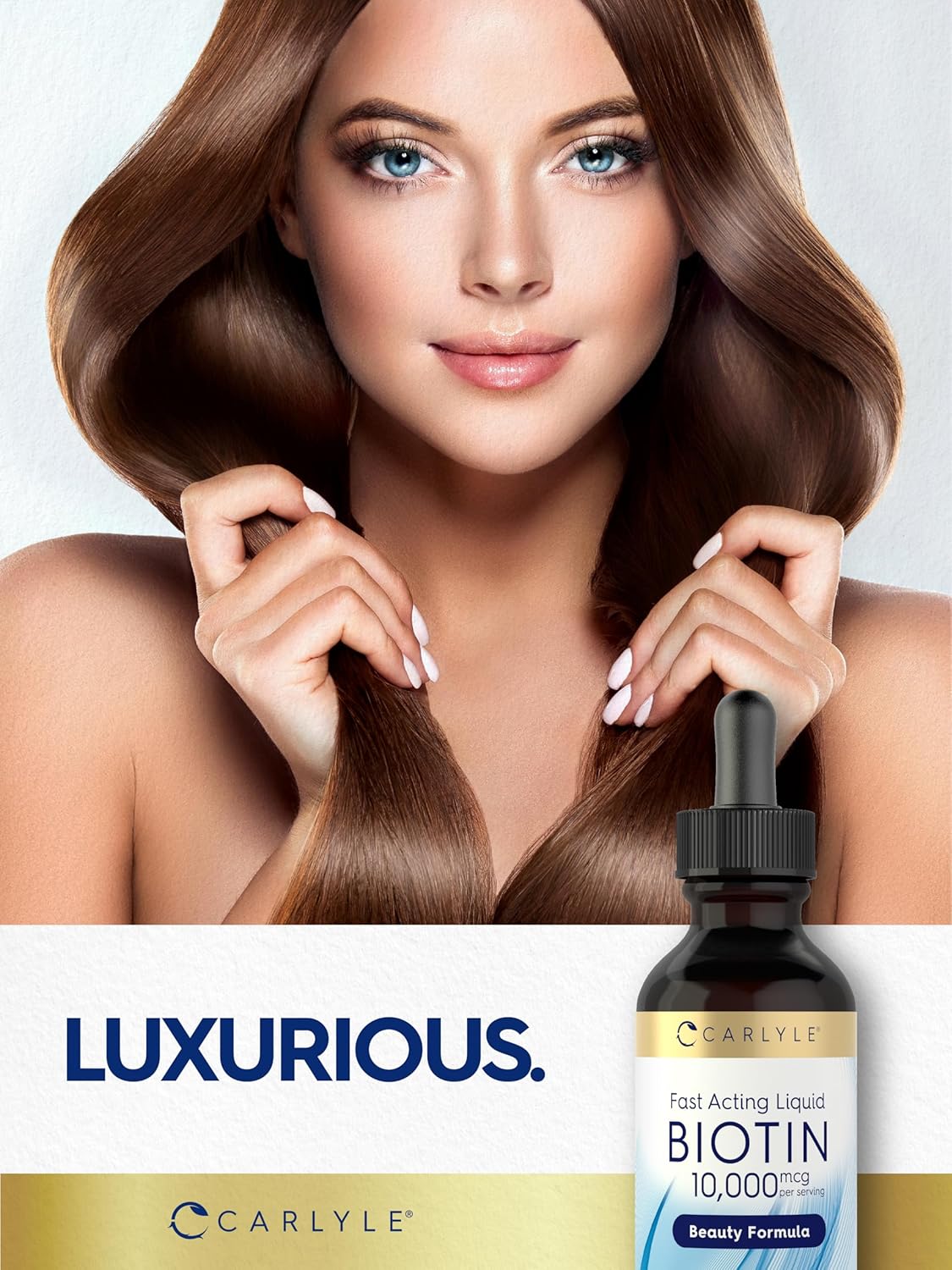 Carlyle Biotina Líquida 10000mcg | 59 ml | Gotas de Alta Concentración | Suplemento Vegetariano, No GMO, Sin Gluten