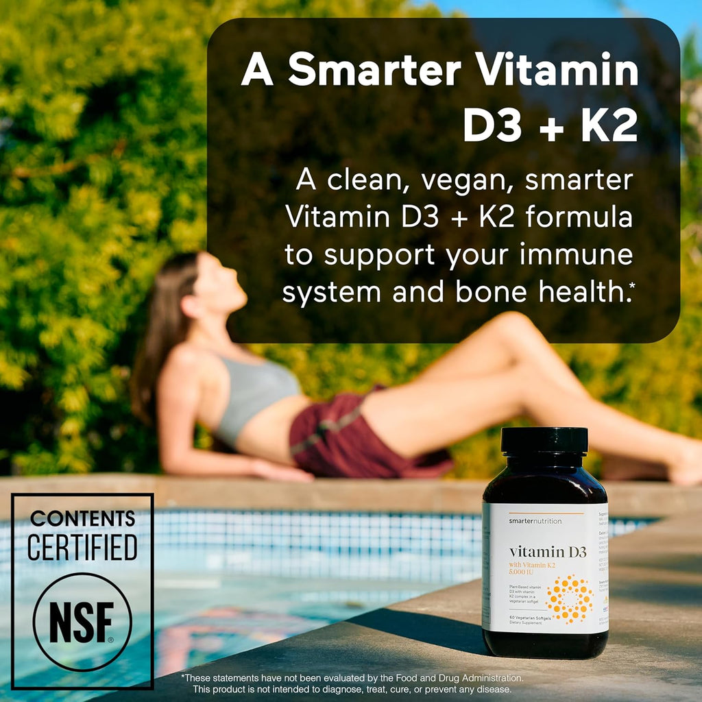 Vitamina D3 5000 UI + K2 1100 mcg con Aceite de Coco y Oliva Ecológico - 180 Cápsulas Blandas