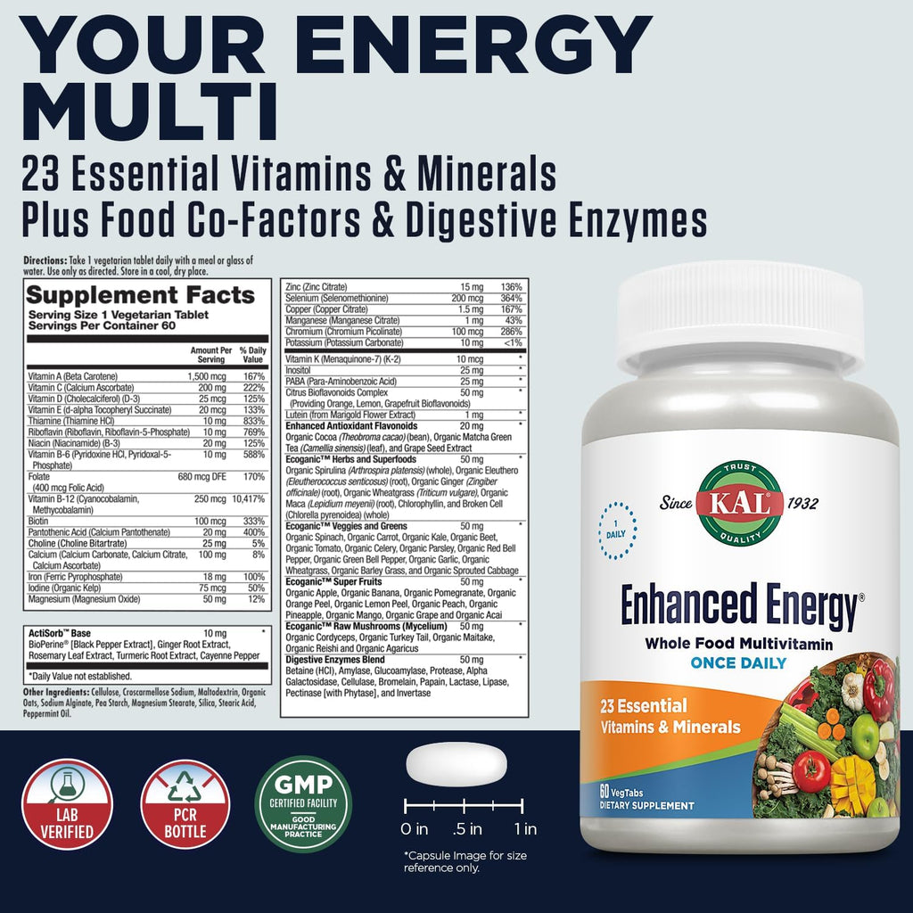 KAL Enhanced Energy Tablets, 60 comprimidos