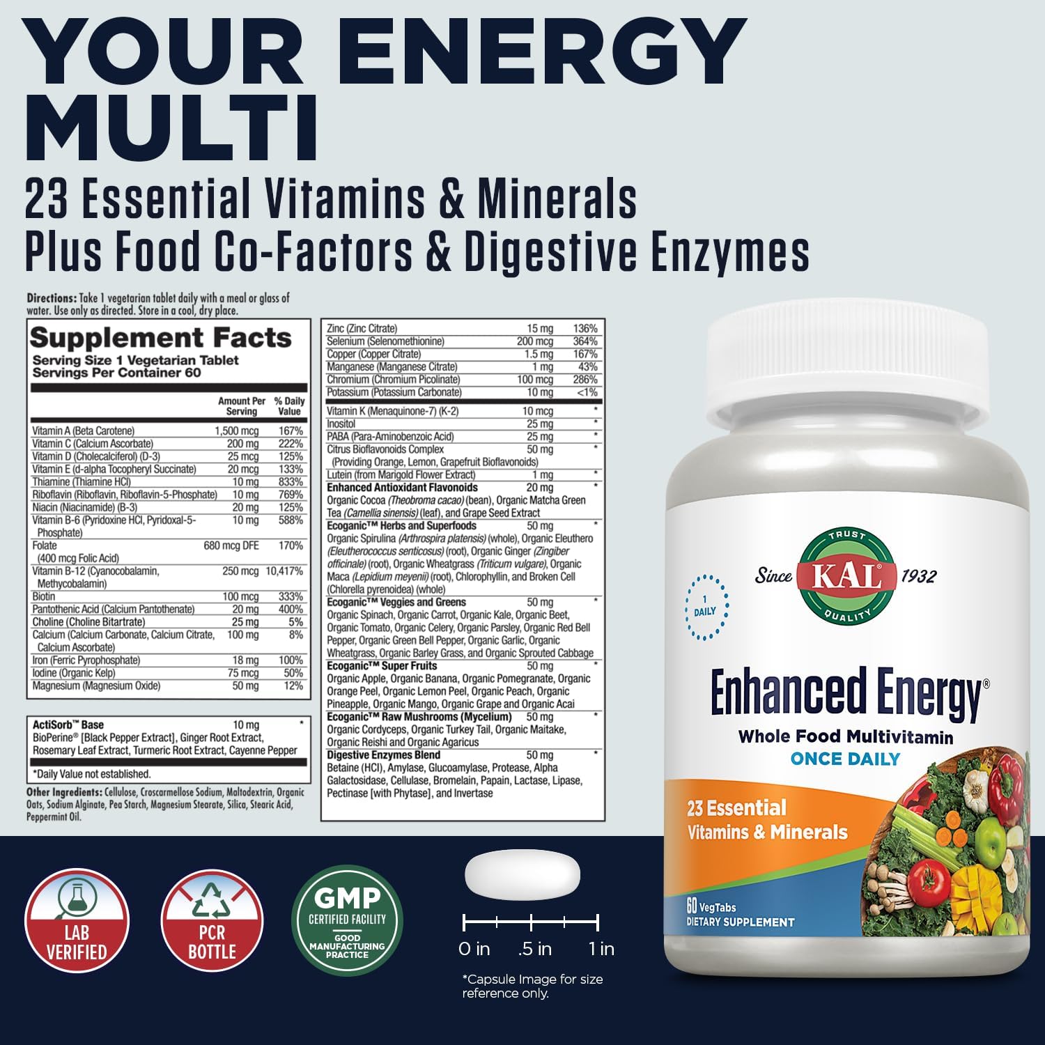 KAL Enhanced Energy Tablets, 60 comprimidos