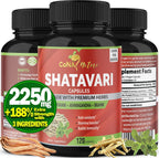 Cona Nature Organic Shatavari Powder Capsules 2250 mg con Ashwagandha y Brahmi | Apoyo a la salud femenina, 120 cápsulas veganas
