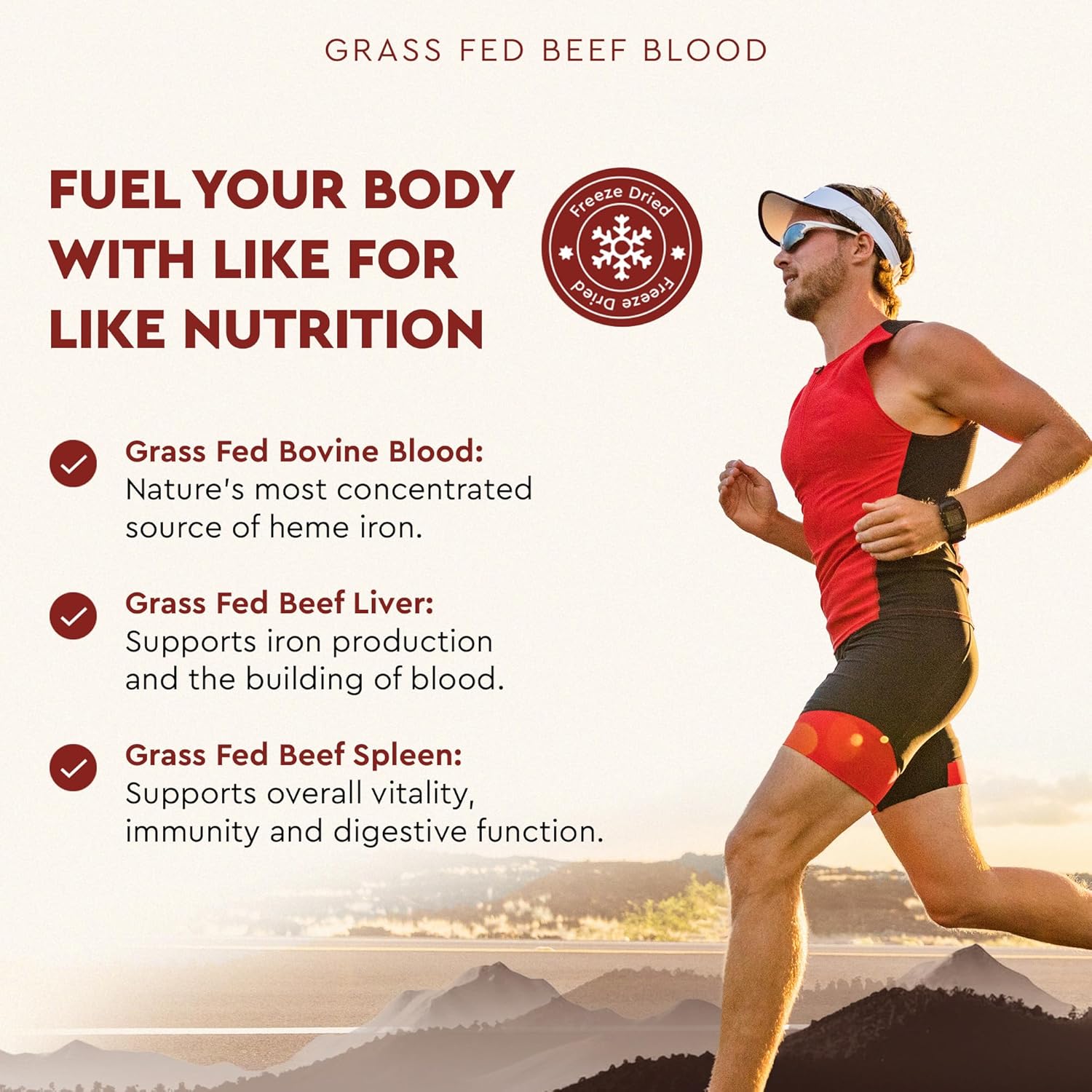 Ancestral Supplements Grass Fed Blood - Fórmula de Sangre, Hígado y Bazo, 500 mg, 180 Cápsulas