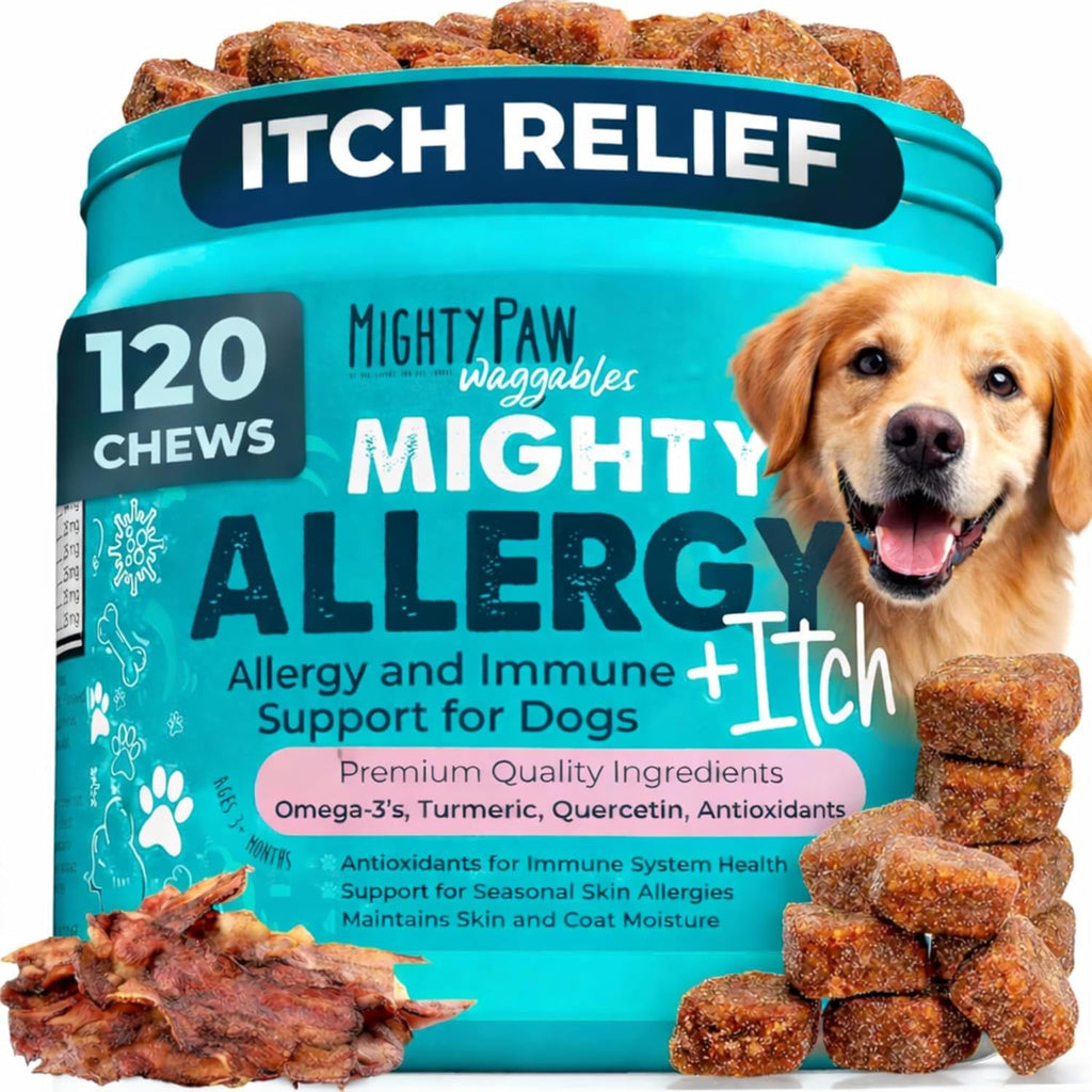 Mighty Paw Waggables Mighty Omega - 120 masticables de omega 3 para perros, sabor bacon