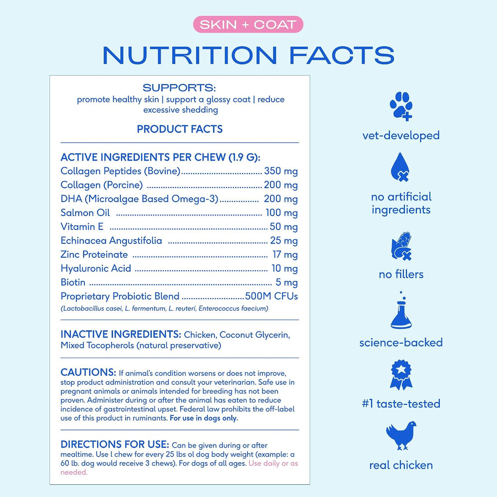 Native Pet Chews para Piel y Pelaje - Omega 3 para Perros - 60 unidades