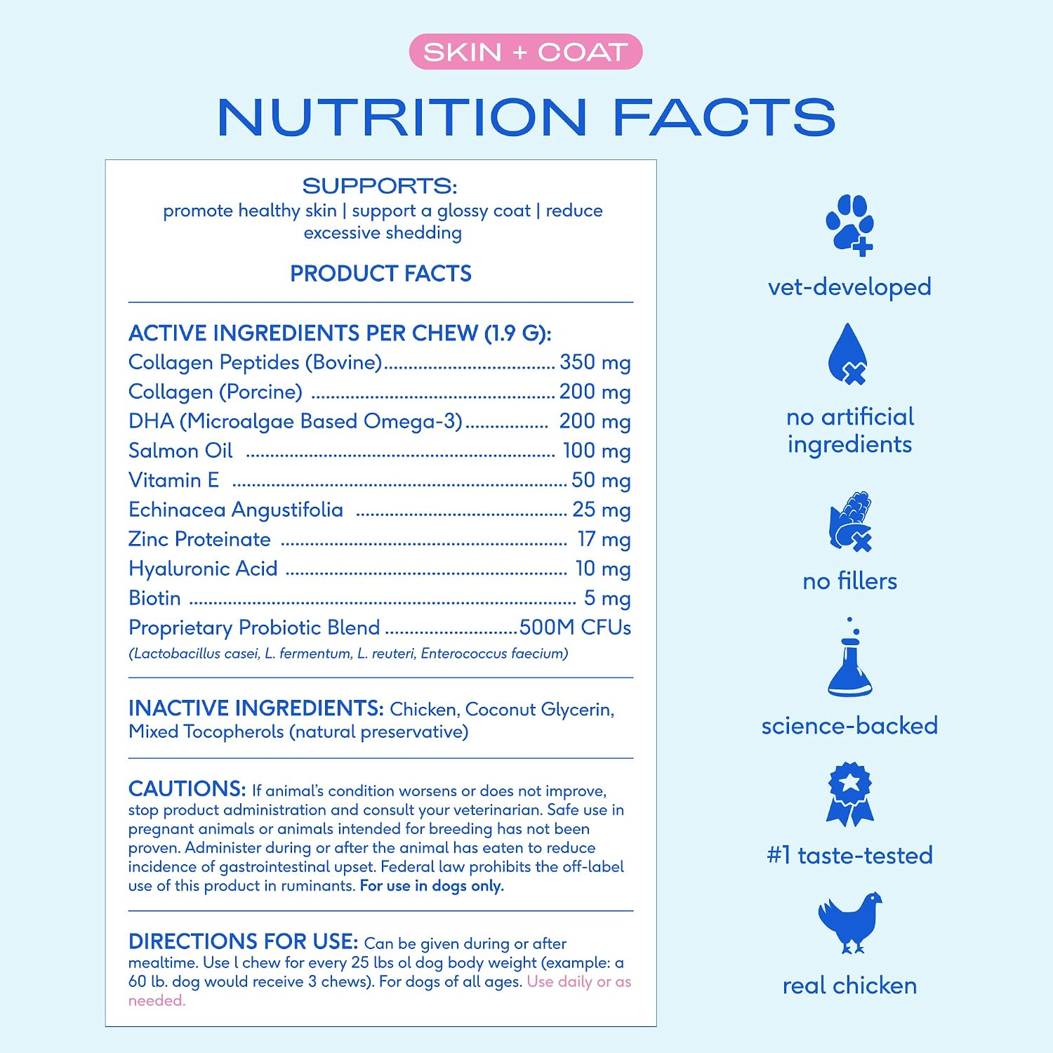 Native Pet Chews para Piel y Pelaje - Omega 3 para Perros - 60 unidades