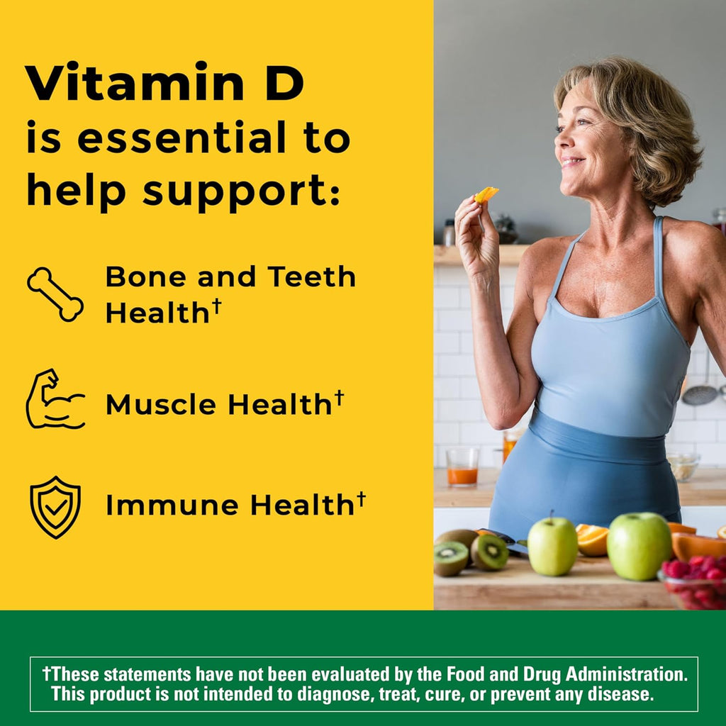 Nature Made Vitamin D3 K2 Gummies – 5000 UI de Vitamina D3 y 100 mcg de Vitamina K2, 50 Gominolas