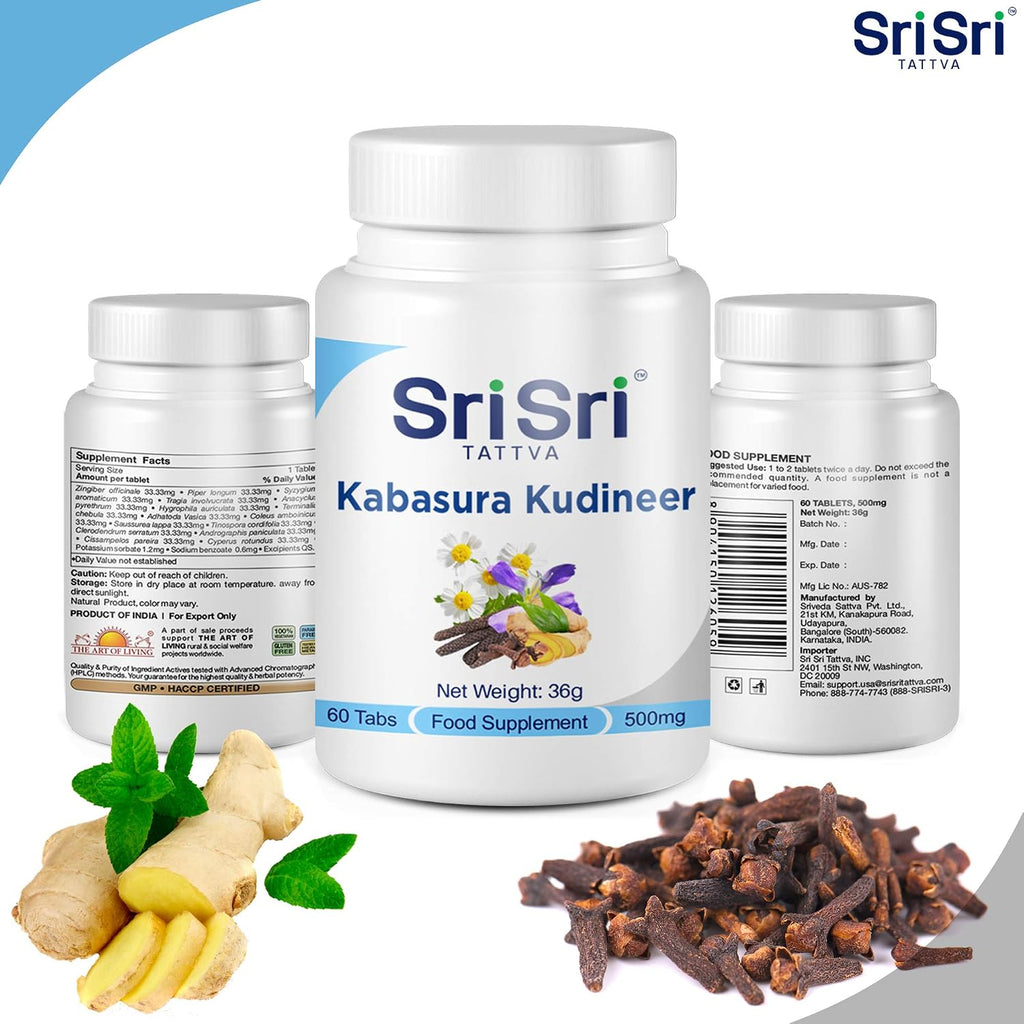 SRI SRI TATTVA Kabasura Kudineer - Suplemento Herbal para la Inmunidad (60 Comprimidos)