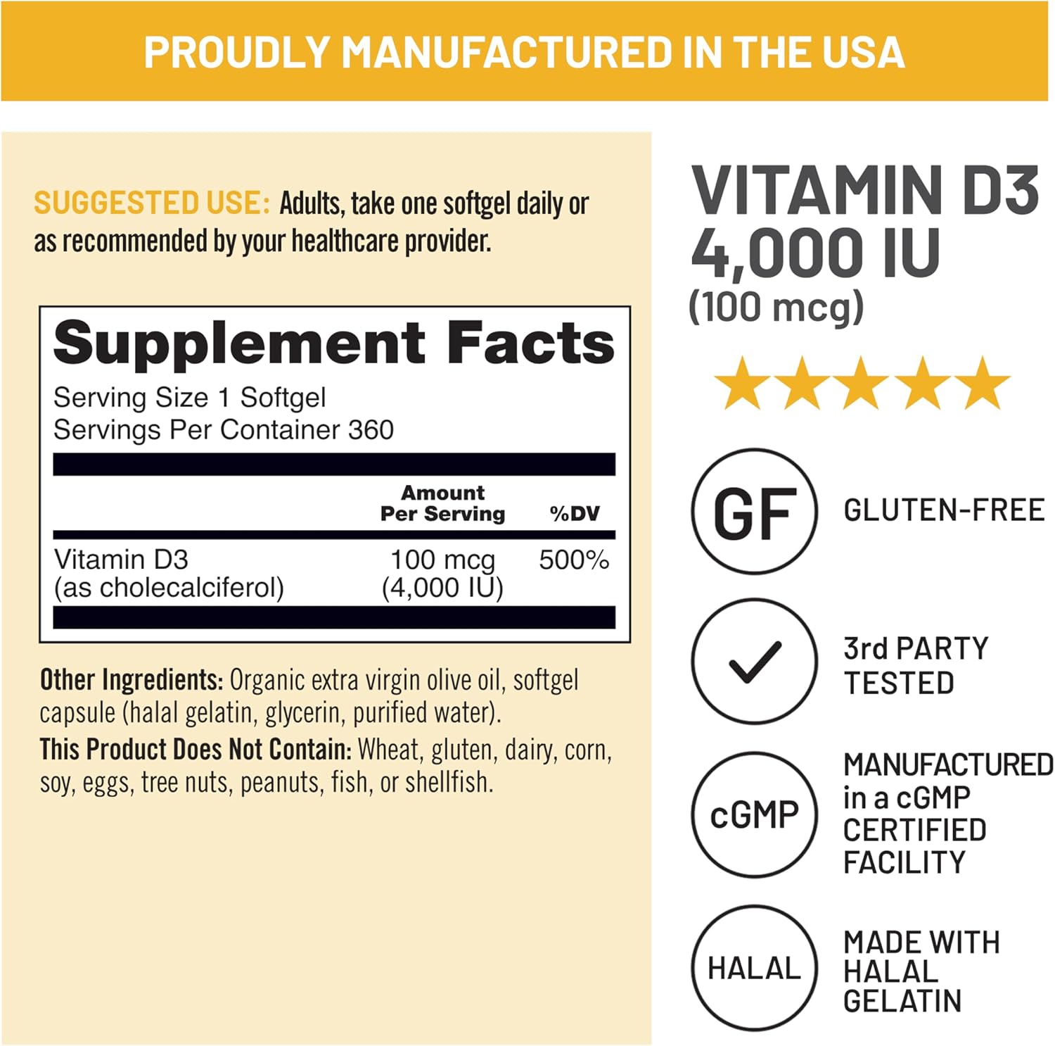 NatureWise Vitamina D3 4000 UI (100 mcg) - 360 Mini Cápsulas Blandas - Suministro para 1 Año - Apoyo Inmunológico, Muscular y Óseo - No-GMO, Sin Gluten, en Aceite de Oliva Virgen Extra Orgánico