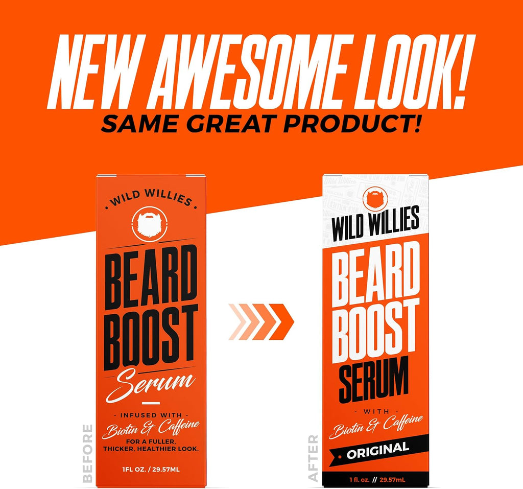Kit de Crecimiento de Barba Wild Willies - Cápsulas y Sérum con Biotina y Cafeína - 60 Cápsulas