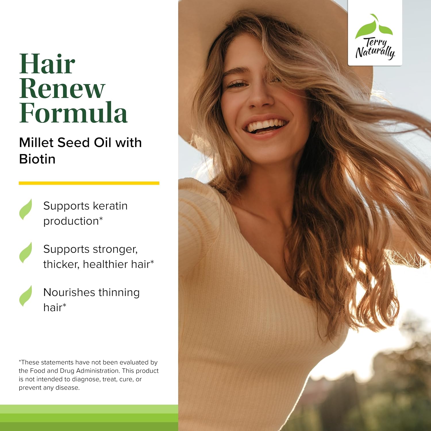 Terry Naturally Hair Renew Formula - Suplemento con Biotina, Cola de Caballo y Ácido Fólico - 60 Cápsulas Blandas (Paquete de 2)