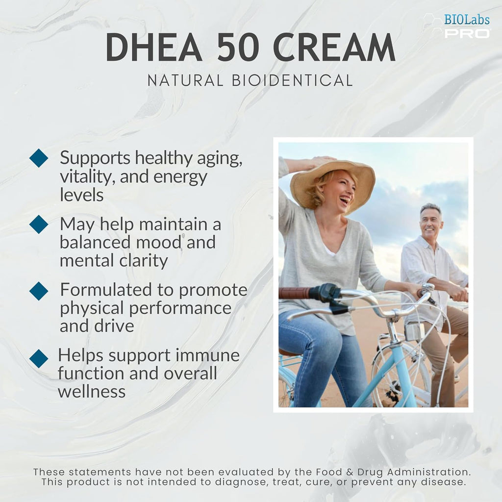 Crema DHEA 50mg para Mujer y Hombre - Hidratante Corporal Natural - Sin Perfume - 85g