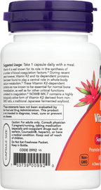 NOW Foods Vitamin K-2 MK-7 100 mcg, 60 Cápsulas Veganas