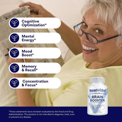 Research Verified Brain Booster - 180 – Complejo de vitaminas B : Contiene vitaminas B1, B2, B3, B6 y B12. La – Image 7