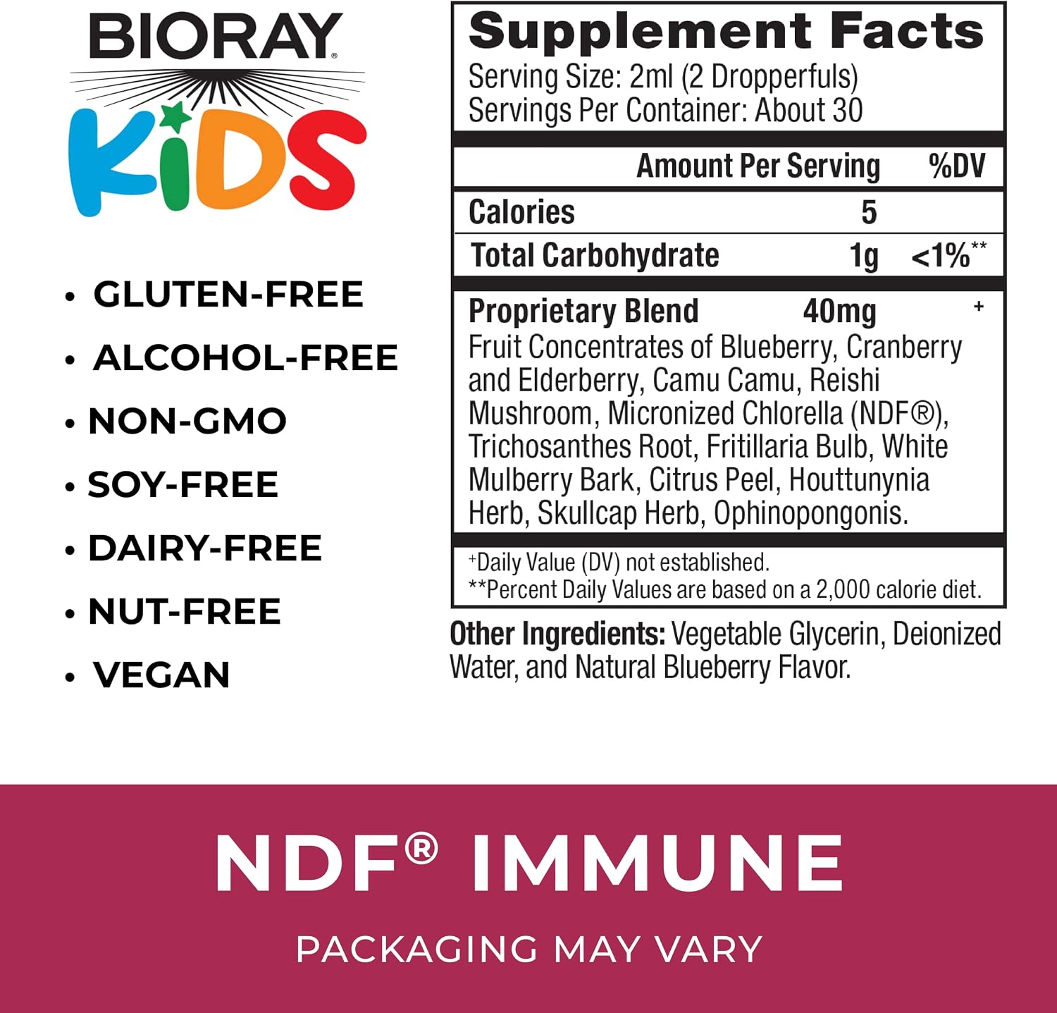 BIORAY Kids NDF Immune - Blueberry - 59 ml - Apoyo Inmunitario y Desintoxicante