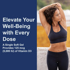 Carlson - Vitamina D3 5000 UI (125 mcg), 360 Cápsulas Blandas para la Salud Ósea y Muscular