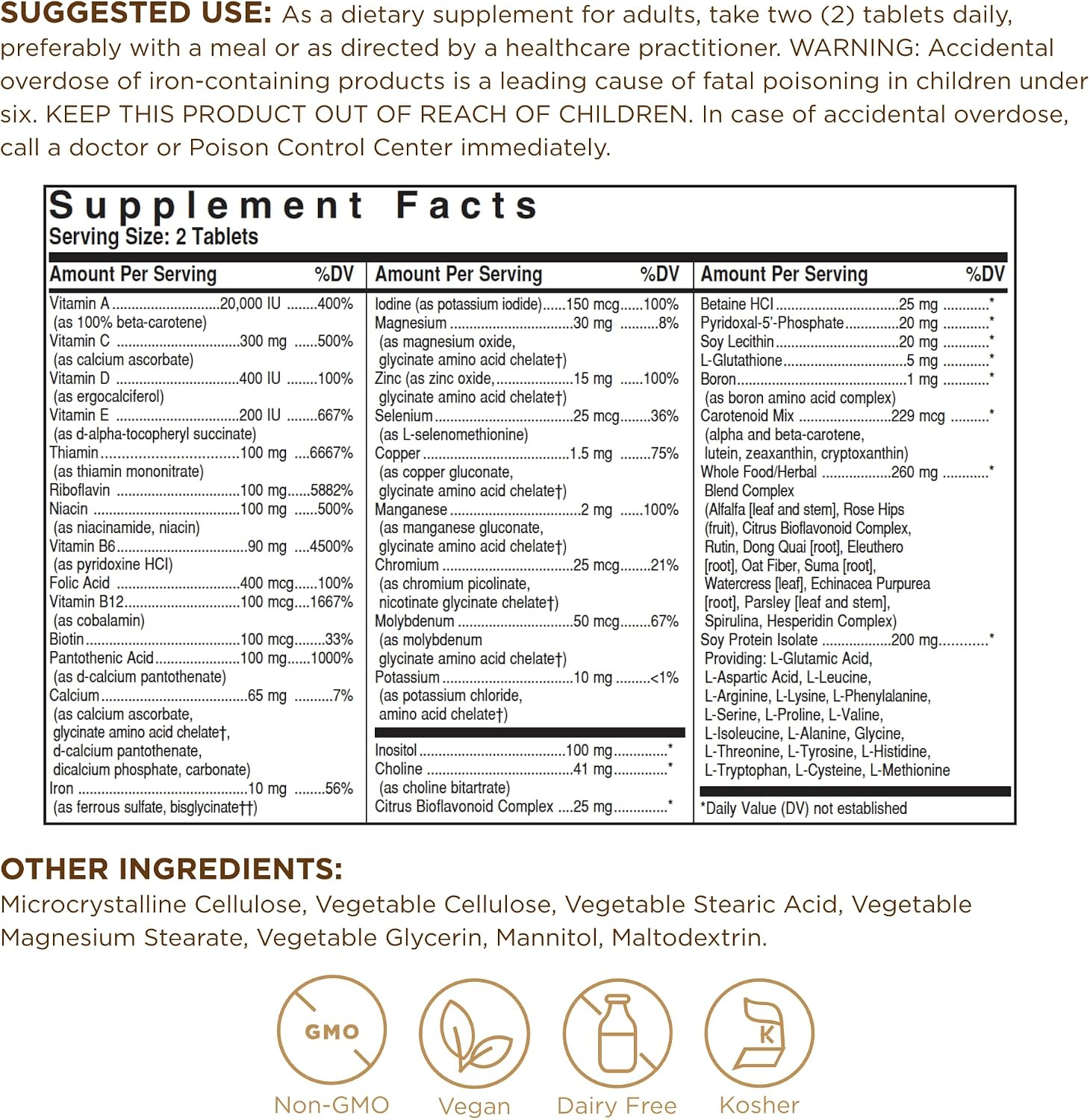 Solgar Formula Vm 2000 Sistema Multinutriente - 180 Comprimidos