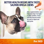 Pet MD Omega Bites de Salmón para Perros - Suplemento de Omega 3 y 6 con DHA y EPA - 60 Masticables