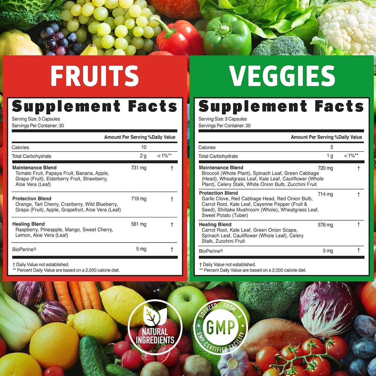 N1N Premium Super Fruits & Veggies - 180 – Verduras coloridas: zanahoria, remolacha, calabacín, cebolla, pimiento – Image 2