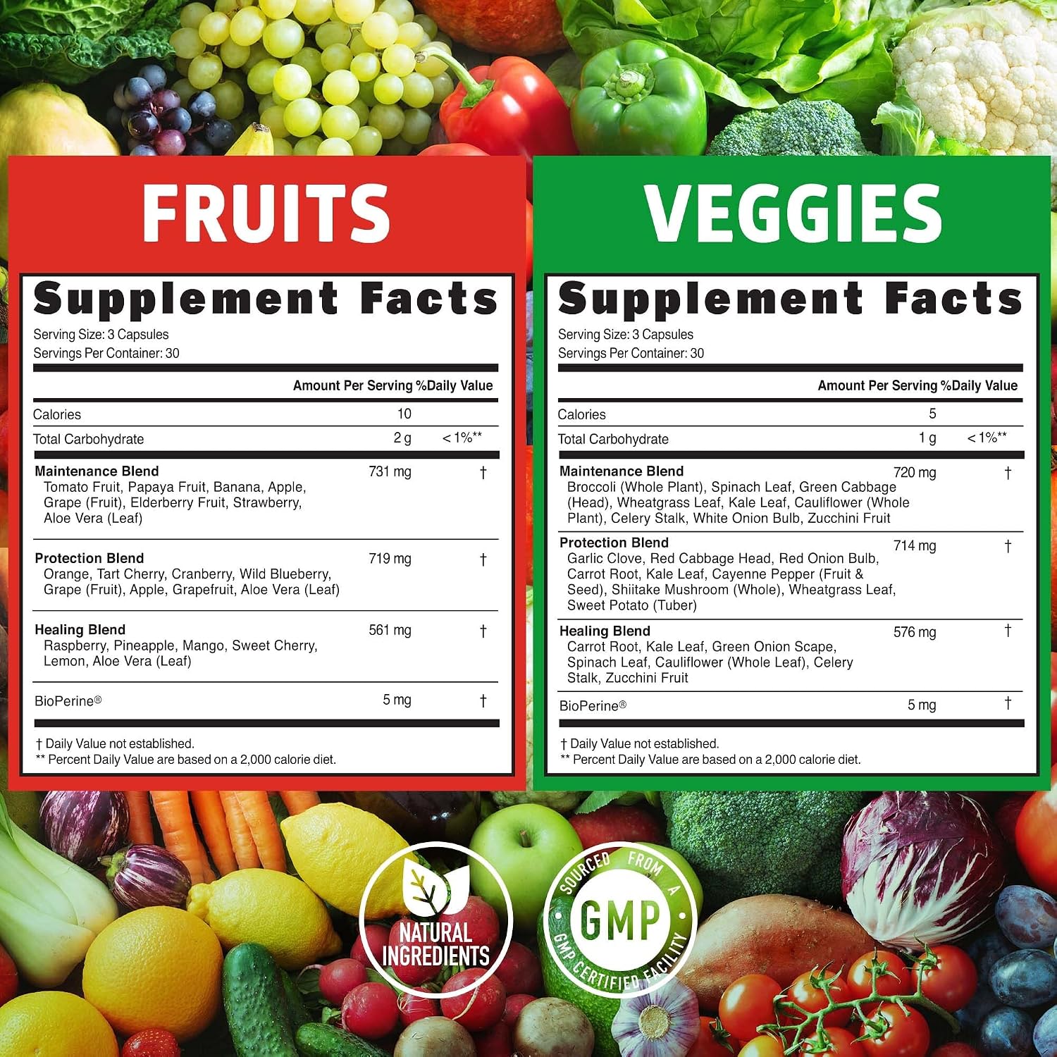 N1N Premium Super Fruits & Veggies - 180 Cápsulas - Superalimento de Frutas y Verduras con Aloe Vera