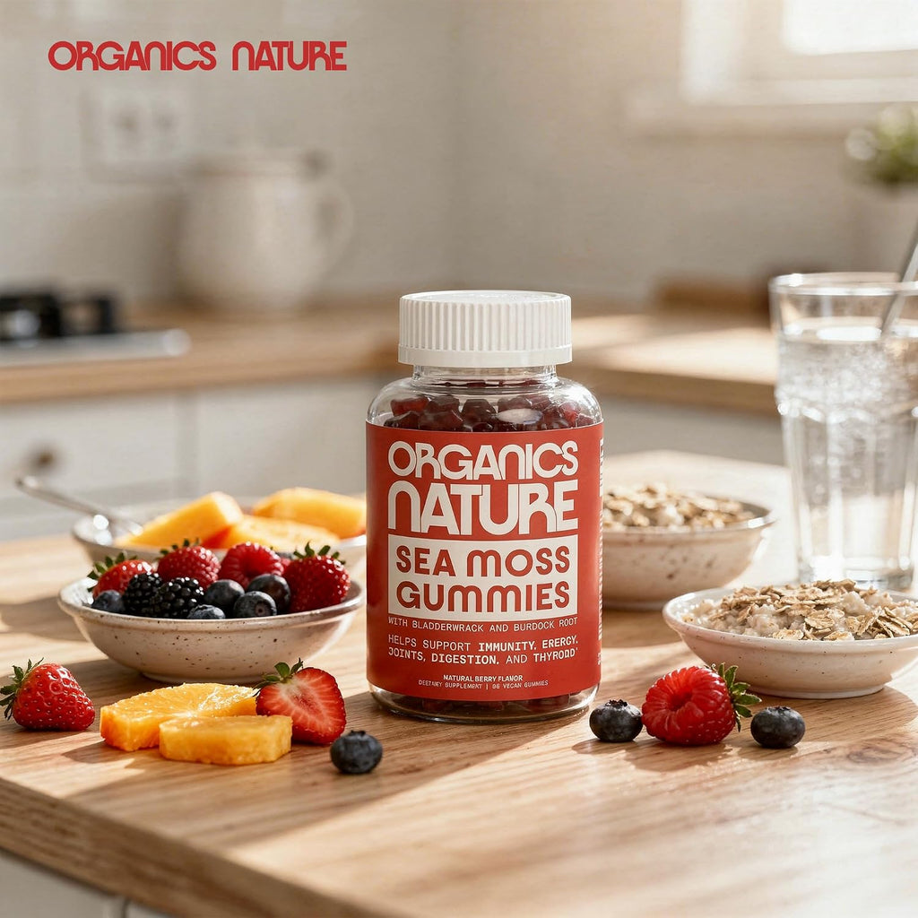 Irish Sea Moss Gummies - 60 Gominolas Veganas Sabor Bayas - Suplemento de Algas Marinas para Adultos y Niños