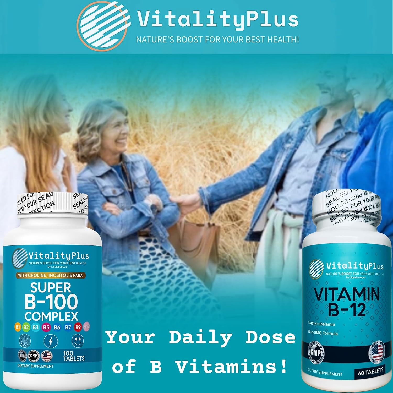 Super B-100 Complex – Complejo de Vitaminas B – Alta Potencia con Colina, Inositol y PABA – 100 Comprimidos