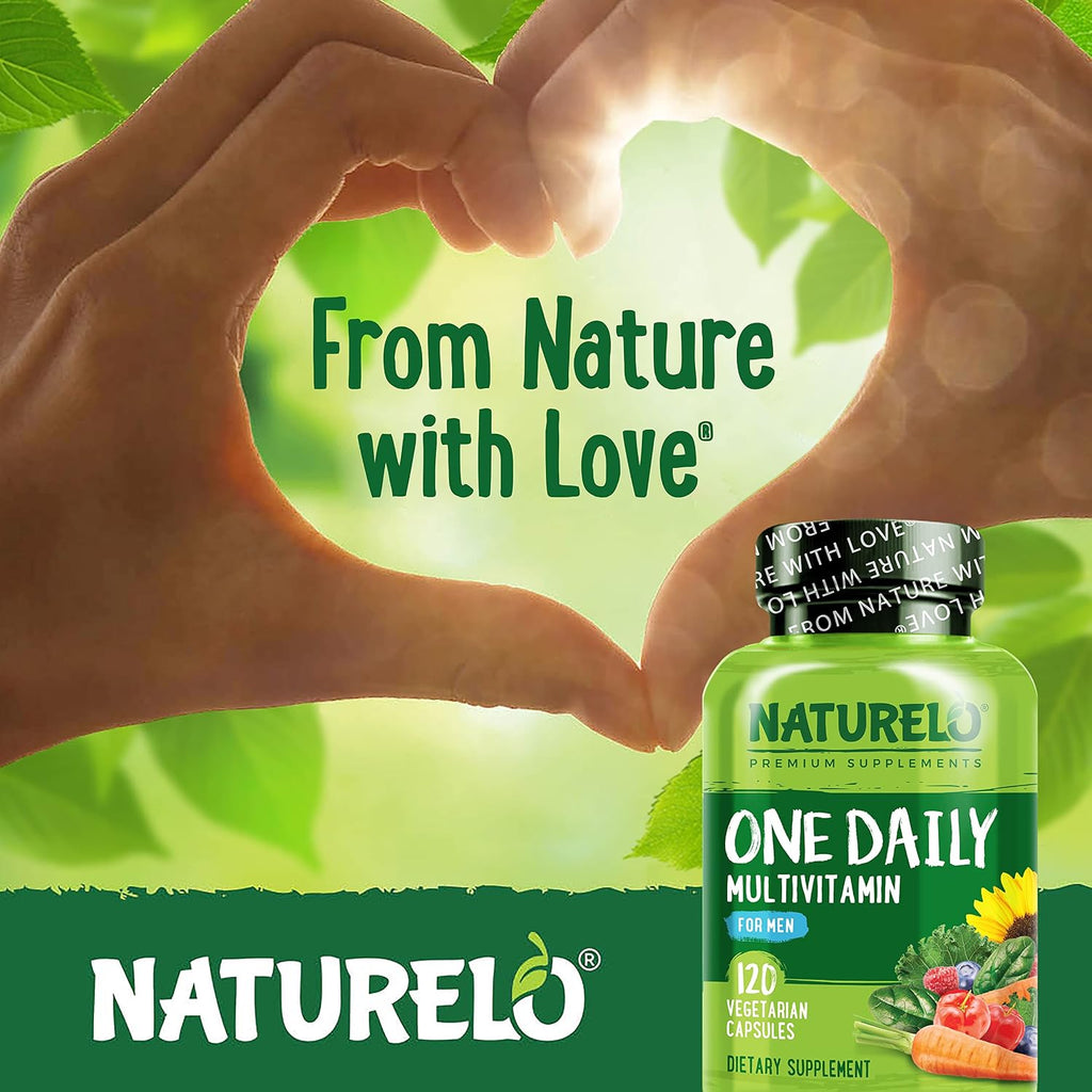 NATURELO Multivitamínico para Hombres – 1 Cápsula Diaria con Vitaminas, Minerales y Alimentos Ecológicos, 120 Cápsulas Vegetales