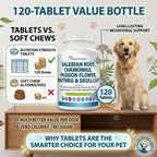 Nutrition Strength 9-en-1 Valeriana para Perros 200mg, Manzanilla 160mg, L-Triptófano y Hierbas para Estrés y Calma, 120 Comprimidos