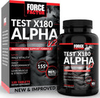 Force Factor Test X180 Alpha v2 – Suplemento de Apoyo Masculino, 120 Comprimidos
