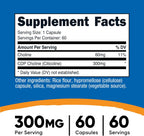 Nutricost CDP Colina (Citicolina) 300mg, 60 Cápsulas Vegetarianas