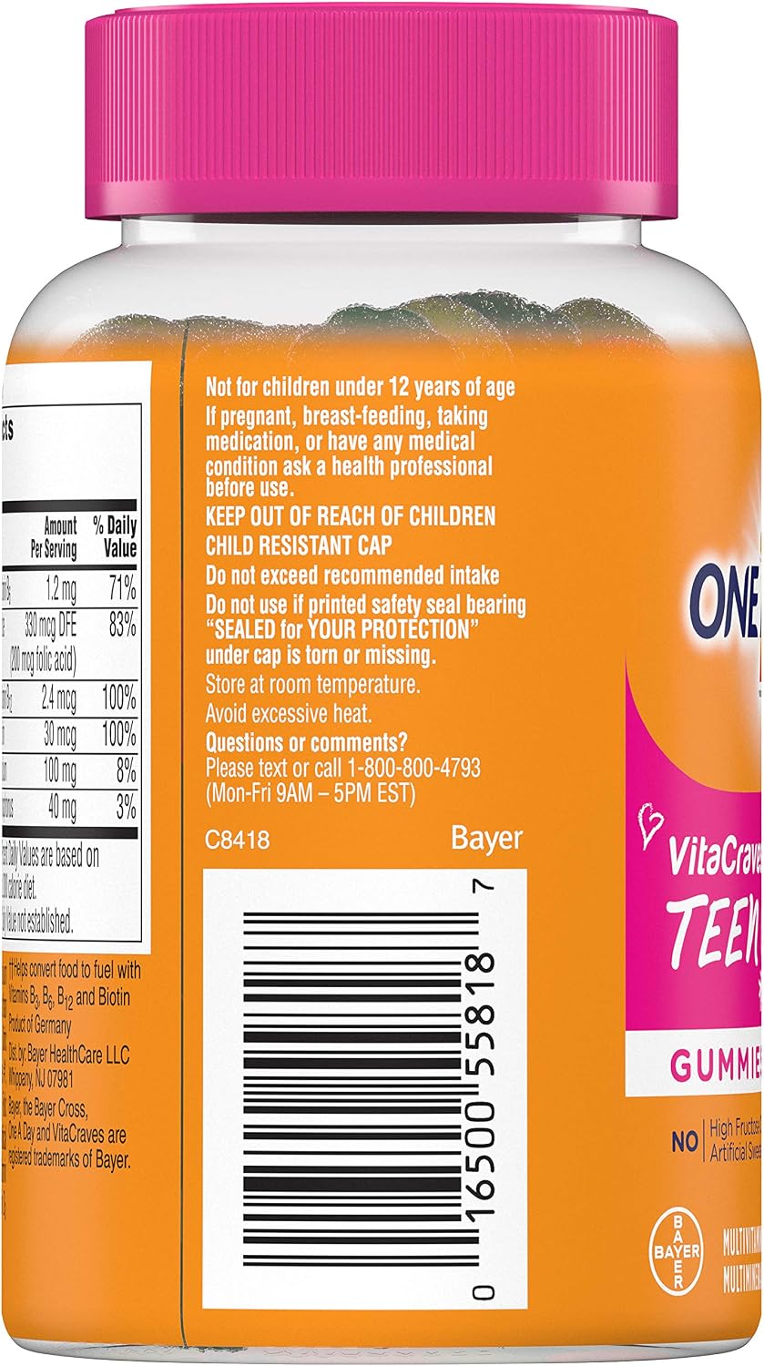 One A Day VitaCraves Teen For Her Gominolas Multivitamínicas, 60 unidades (Pack de 4)