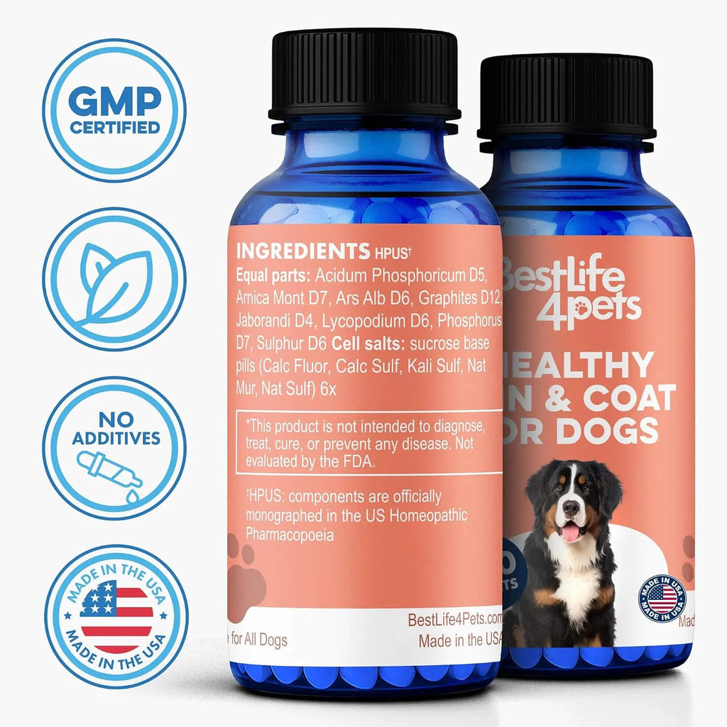 Suplemento Natural para la Piel y el Pelaje del Perro – Alivio Suave del Picor – 400 Comprimidos Pequeños Inodoros