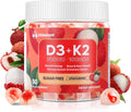 IRIDESICENT Gominolas de Vitamina D3 y K2 Sin Azúcar - 90 uds | 5000 UI D3 + 100 mcg K2 (MK-7) | Vegano, Sabor Lychee
