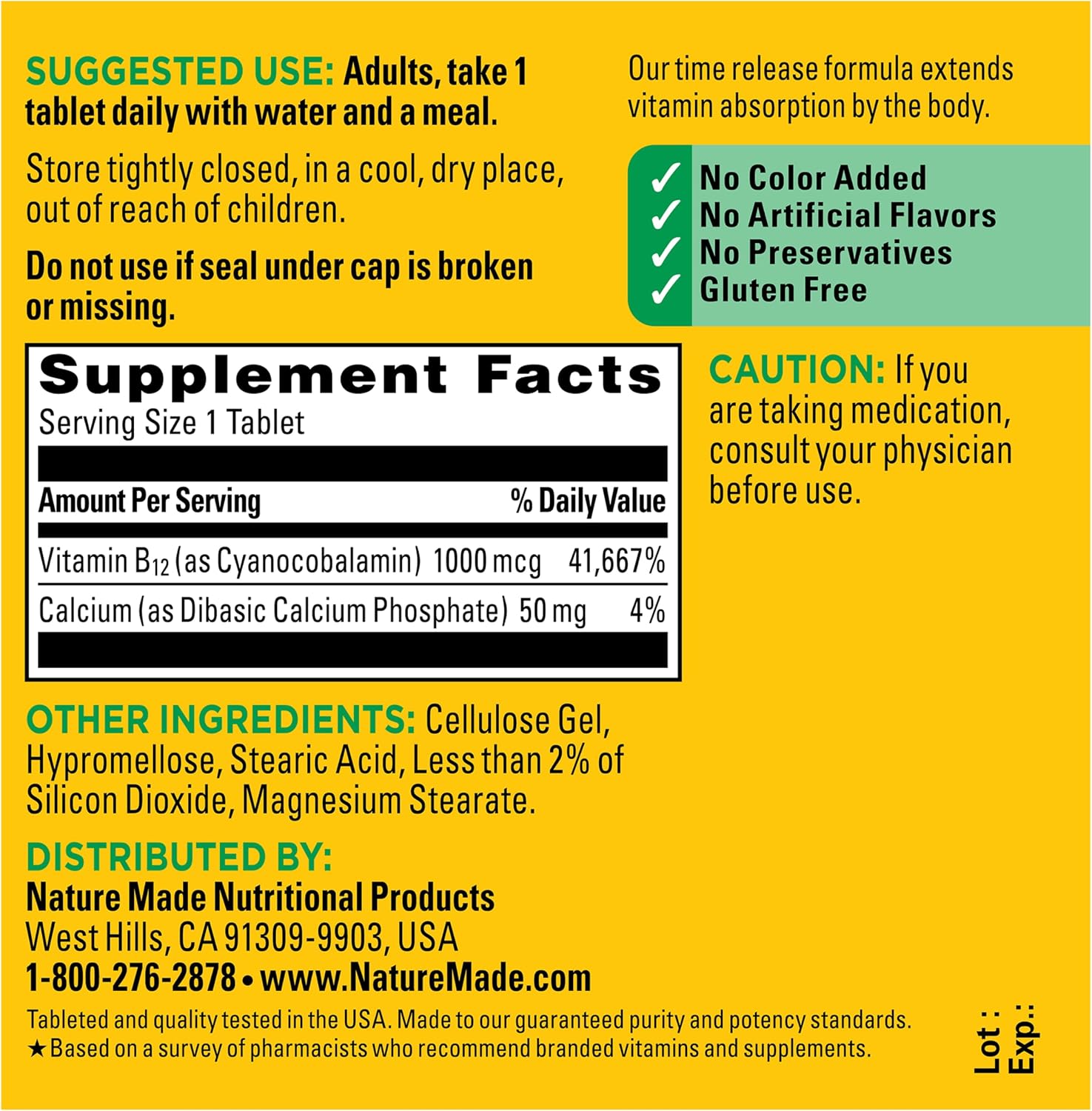 Nature Made Vitamina B12 1000 mcg - 75 Comprimidos de Liberación Prolongada