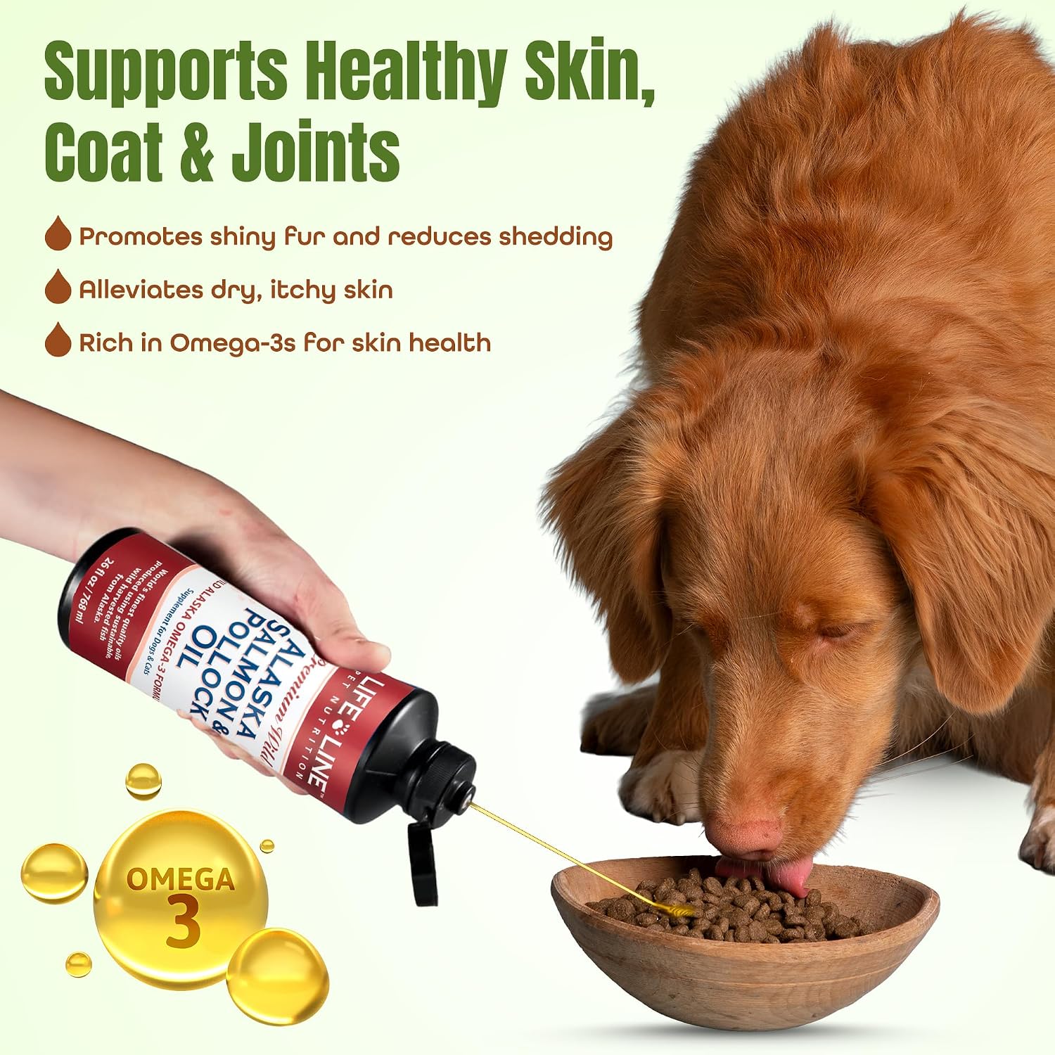 Aceite de Salmón y Abadejo de Alaska Salvaje - Suplemento de Omega 3 para Perros y Gatos, 768 ml