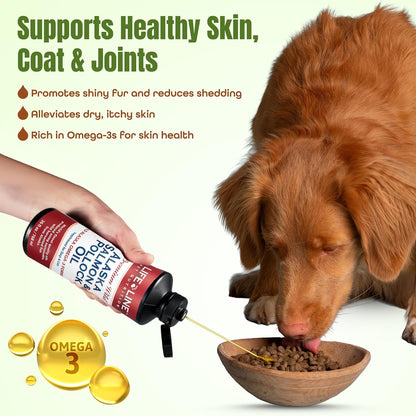 Aceite de Salmón y Abadejo de Alaska Salvaje - Suplemento de Omega 3 para Perros y Gatos, 768 ml – Image 2